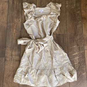 Ann Taylor Loft Gold Ruffle Dress